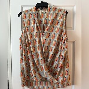 Pleione Multicolor Abstract Sleeveless Blouse